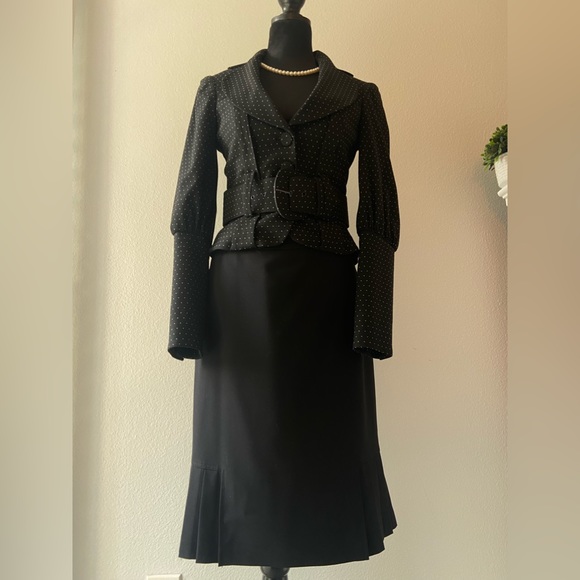 Bebe black with white polka dots belted jacket - Picture 5 of 8